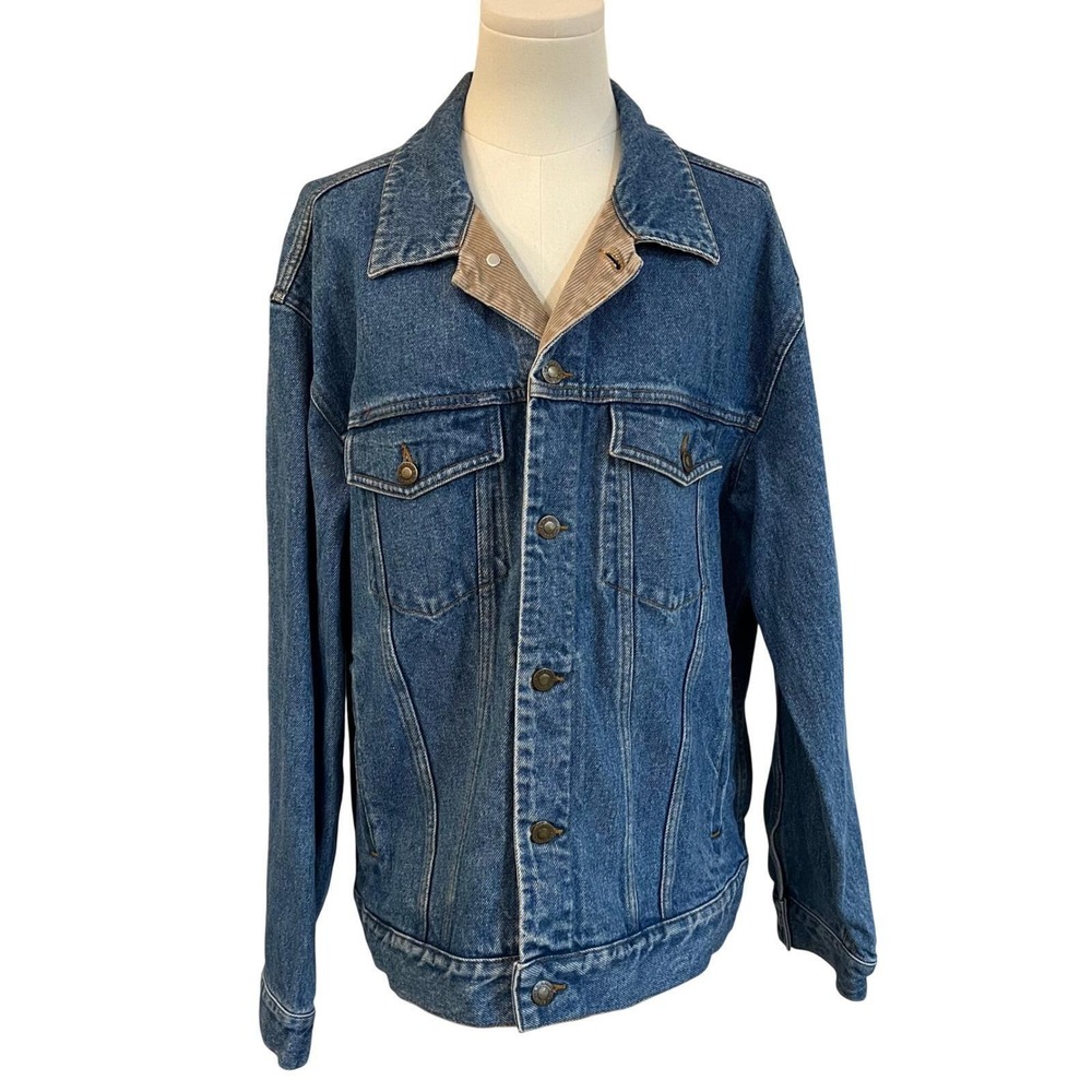 Vintage L.L. Bean Denim Trucker Jacket Corduroy Collar Blue Jean L Oversized